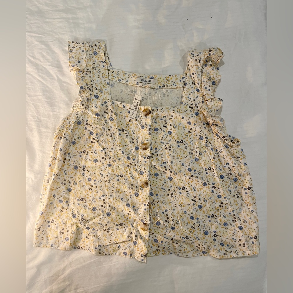 LAST DAY 11/17 🚨 BUNDLE OR OFFER 🚨 NWT sleeveless floral Madewell top size L